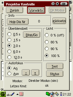 projector control dialog